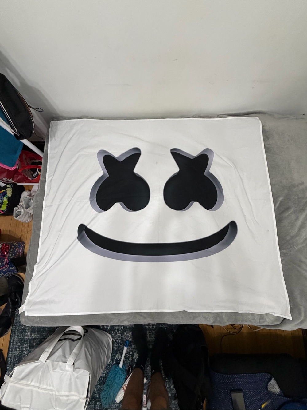 White Marshmello Face Tapestry